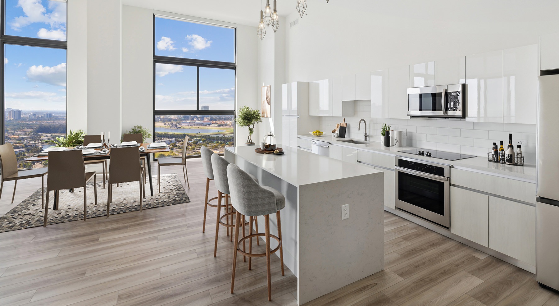 kitchen with white cabinets